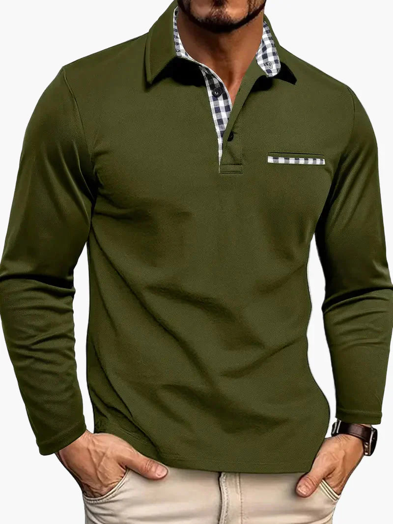 Elegantes Herrenpolo mit langen Ärmeln, moderner Stil für Business und Freizeit