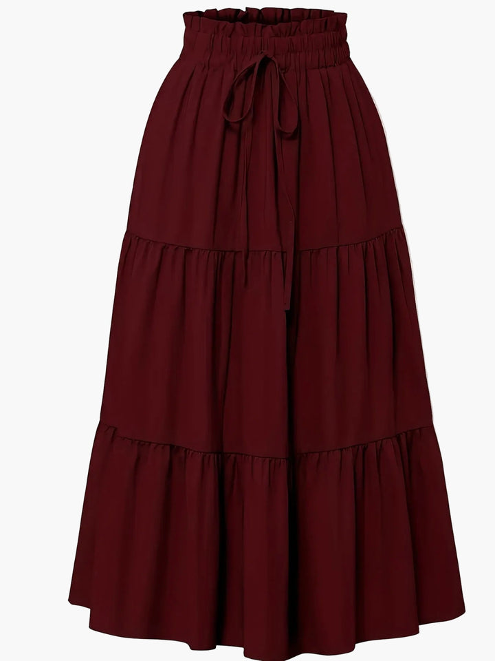 Damenrock mit Smockbund Eleganter Alltagsstil Midi Volantrock