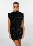 Mini-Glitzerkleid mit gepolsterten Schultern unisex