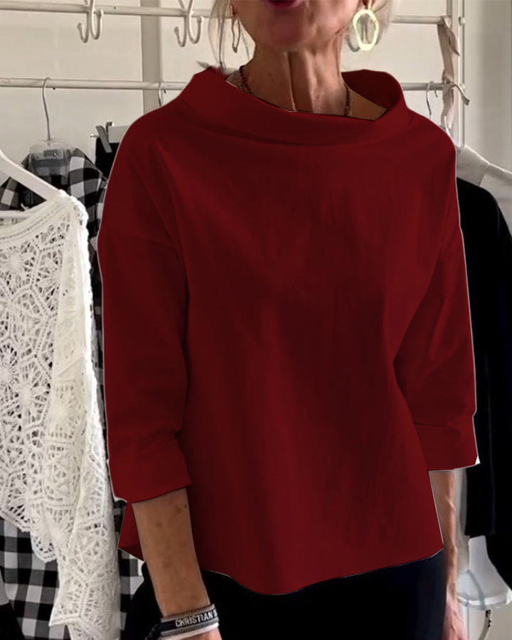 Damenbluse mit Wasserfallkragen 3/4-Arm