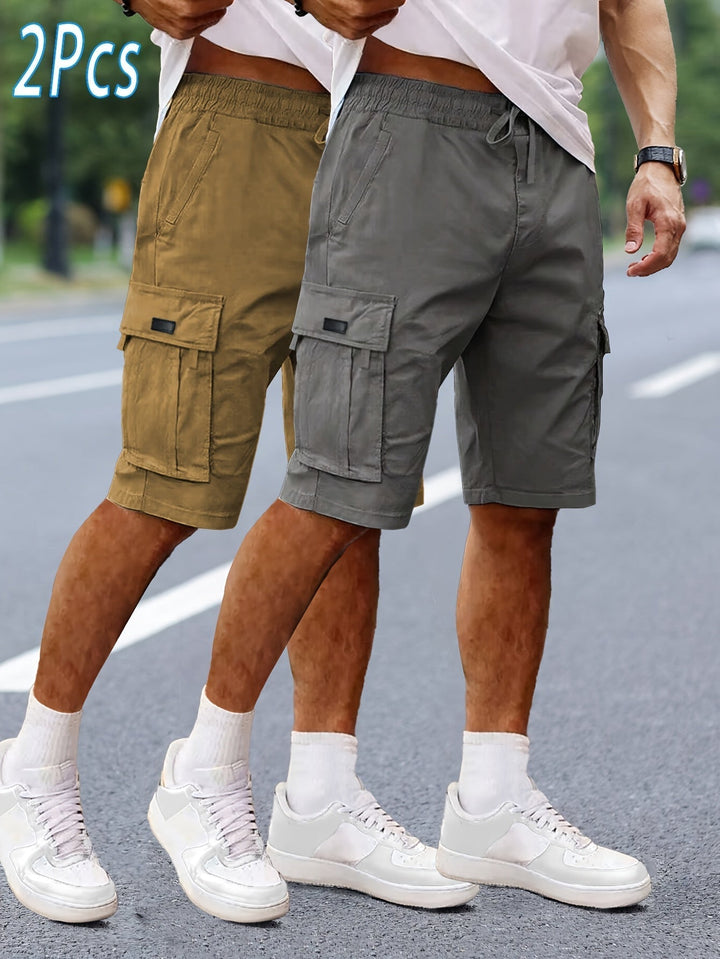 Herren-Cargoshorts im 2er-Pack mit Taschen, bequeme Passform