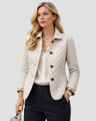 Übergangsjacke Damen Regular Fit Mit Steppung, Kragen und Knöpfen