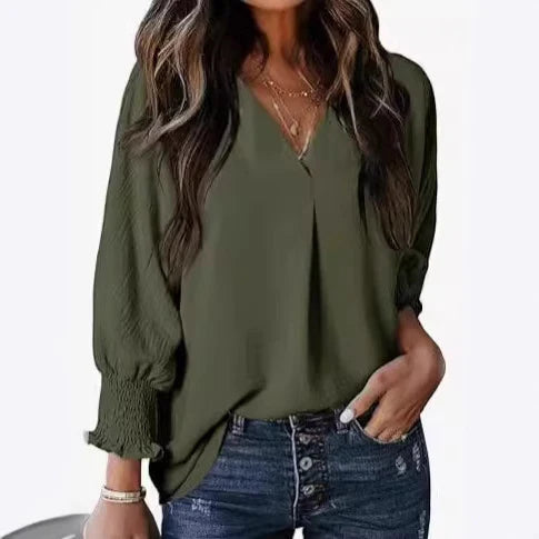 Damen Bluse Kurzarm | V-Ausschnitt Sommer Bluse Elegant &amp; Casual
