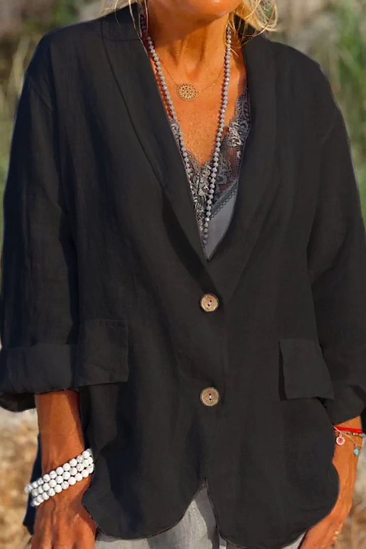 Leichter Leinenblazer Damen mit Knöpfen – Clara