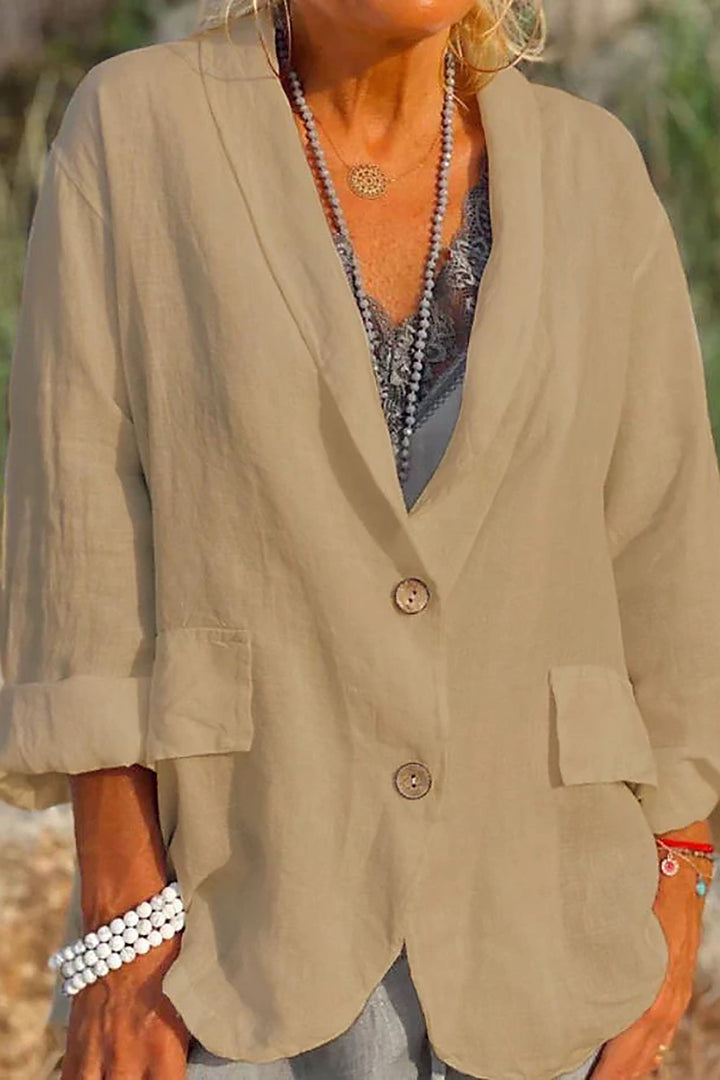 Leichter Leinenblazer Damen mit Knöpfen – Clara