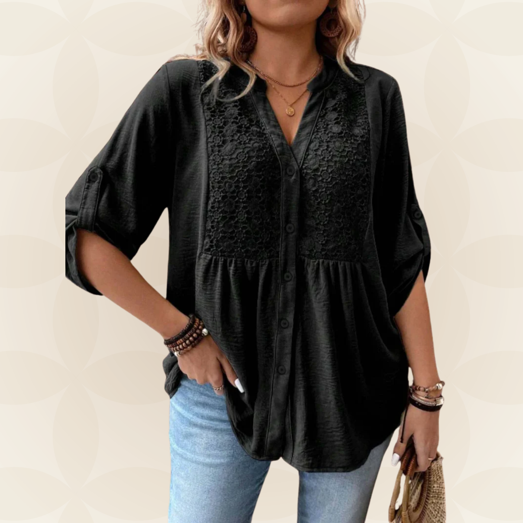 RENATE – Bluse Mit V Ausschnitt Und Knöpfen