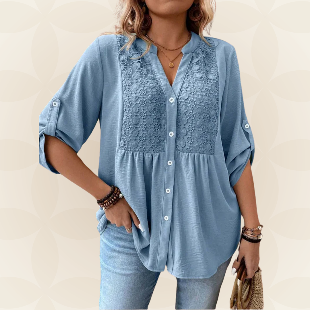 RENATE – Bluse Mit V Ausschnitt Und Knöpfen