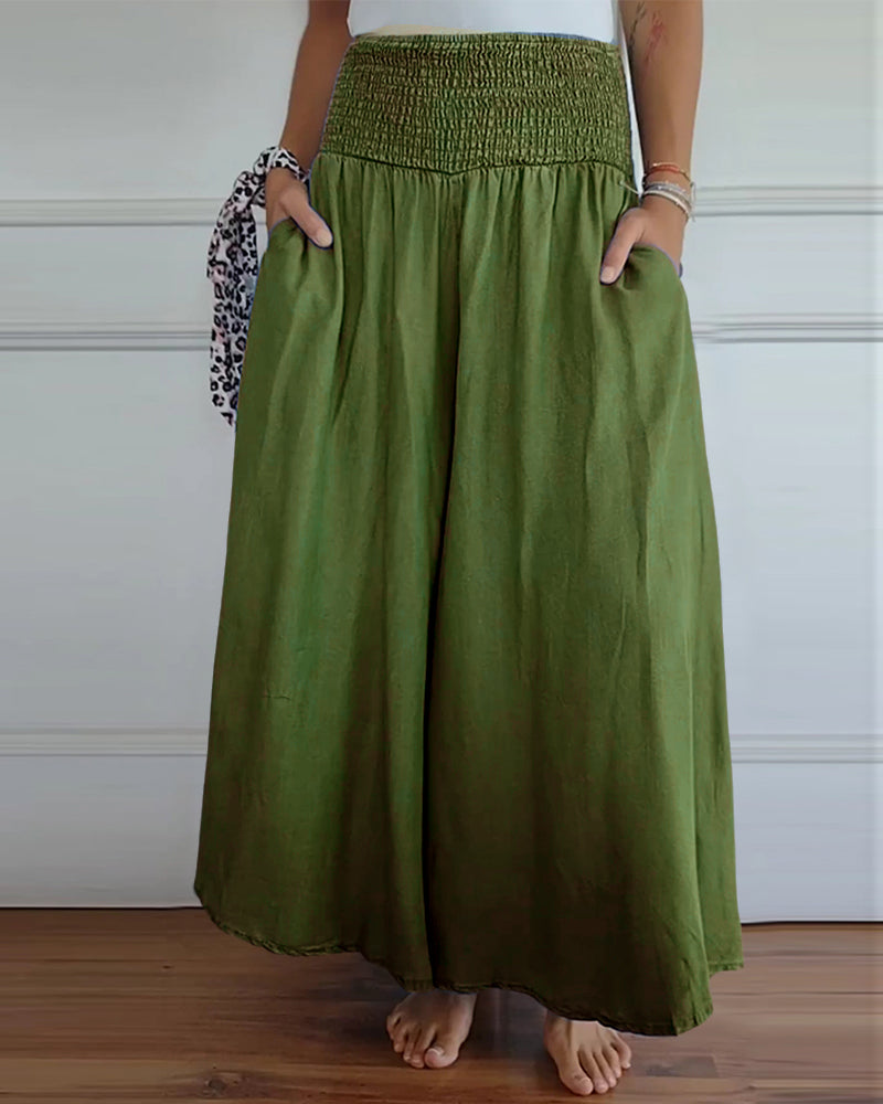 Damen Weite Hose Rock Eleganter Boho-Stil mit Hoher Taille und Weiten Beinen – Perfekt für Alltag und Urlaub