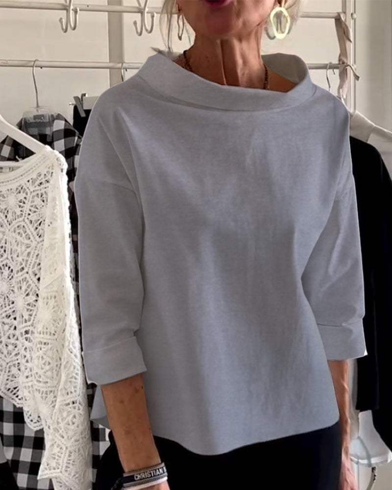 Damenbluse mit Wasserfallkragen 3/4-Arm