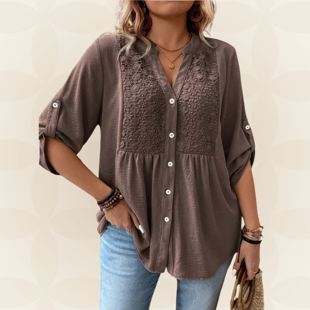 RENATE – Bluse Mit V Ausschnitt Und Knöpfen