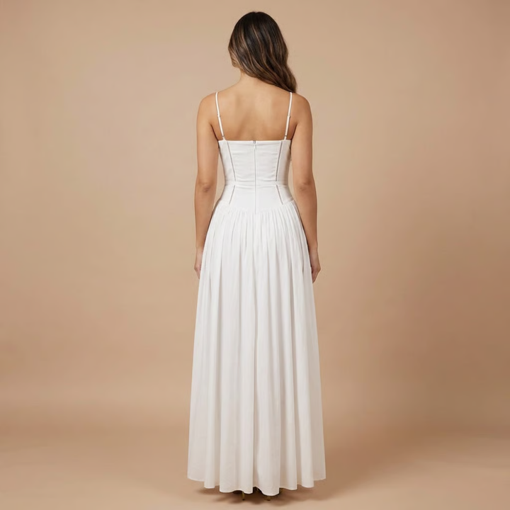 Stephanie - Floral Print Corset Bodice Gathered Midi Dress