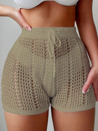 Ajour Kurze Hose mit hoher Taille für Damen, schicke und lässige Strandmode für Urlaub und Freizeit