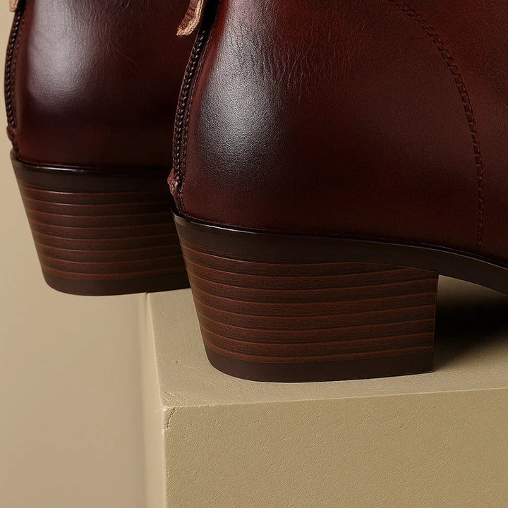 Christina - Damen Stiefeletten mit Niedrigem Blockabsatz