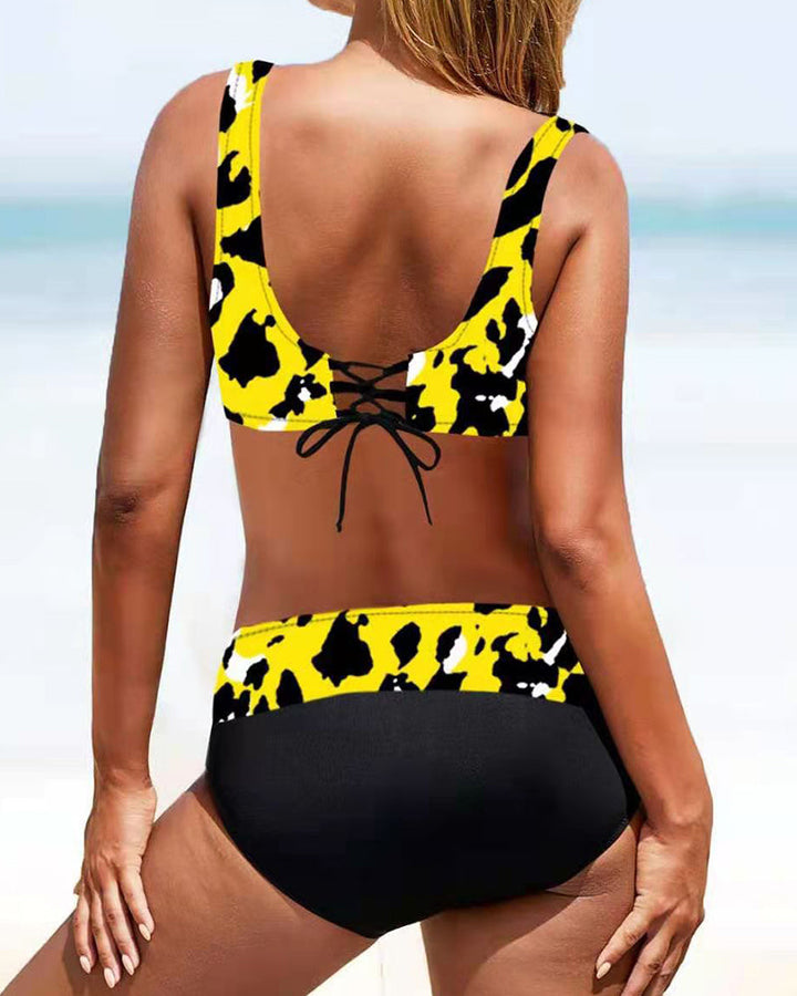 Samantha – Hohe Taille bunter Bikini Badeanzug