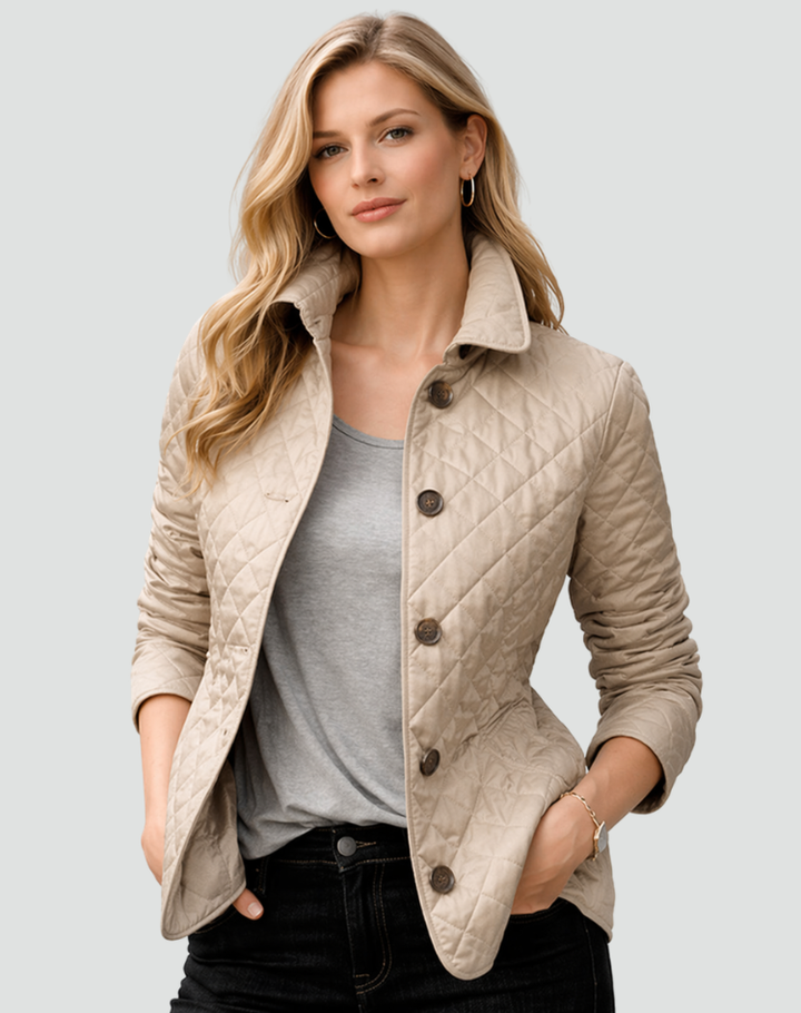 Übergangsjacke Damen Regular Fit Mit Steppung, Kragen und Knöpfen