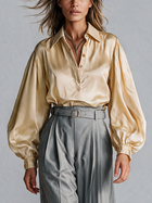 Damen Satin-Acetat Lanternenärmel Hemd