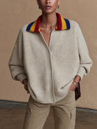 Damen Pullover mit kontrastierendem Streifenkragen