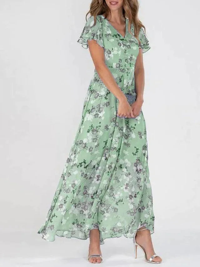 Elegante Blumen Chiffon Kleid - Camille