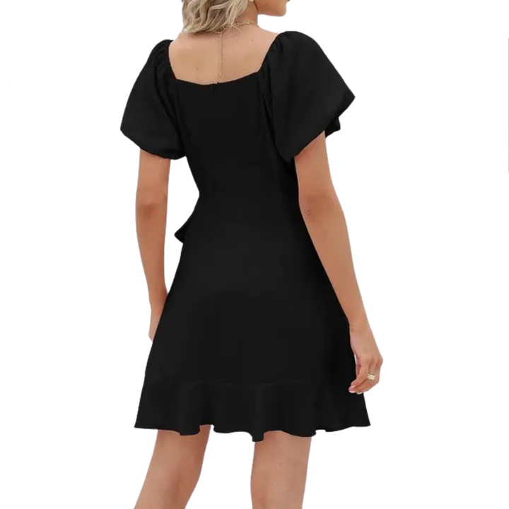 Donna - Kleid mit quadratischem Ausschnitt, Puffärmeln und Gürtel in A-Linie