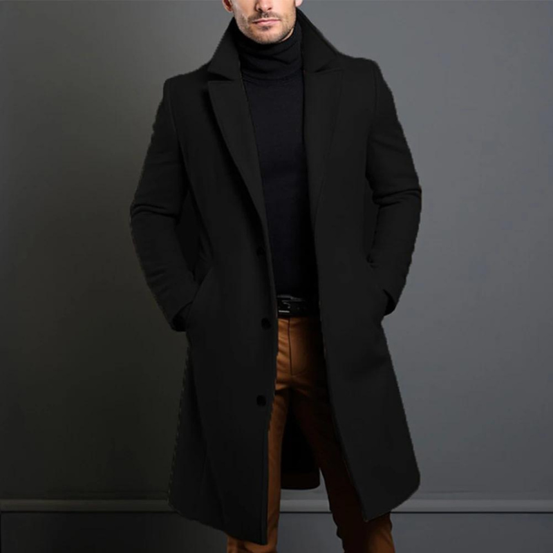 Herren Winterjacke Formal Lange Jacke Woll-Look