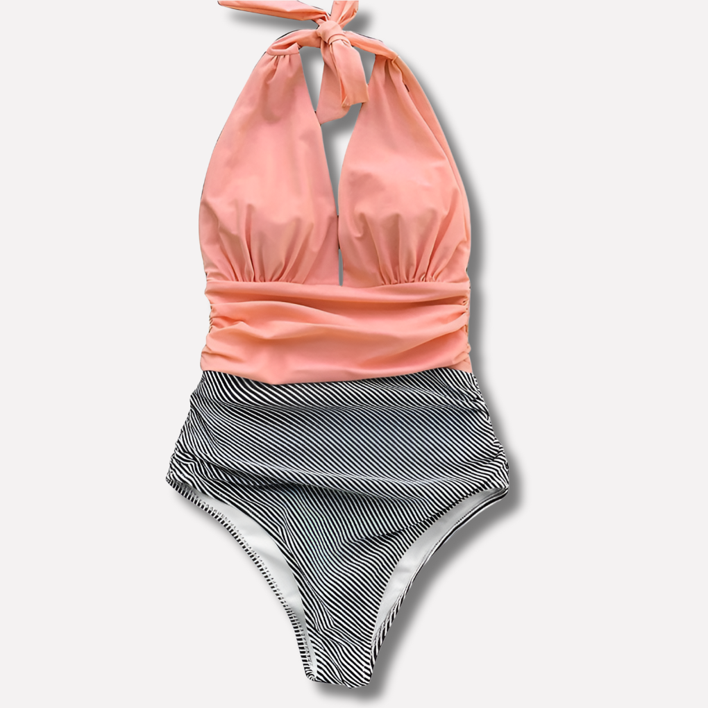 Damen Einteiler Sexy Faltiger Sommer Strandanzug aus Synthetik