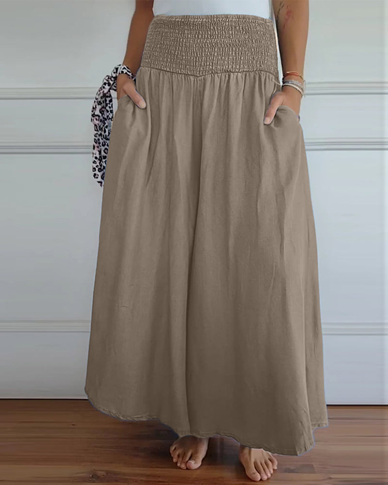 Damen Weite Hose Rock Eleganter Boho-Stil mit Hoher Taille und Weiten Beinen – Perfekt für Alltag und Urlaub