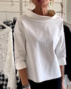 Damenbluse mit Wasserfallkragen 3/4-Arm