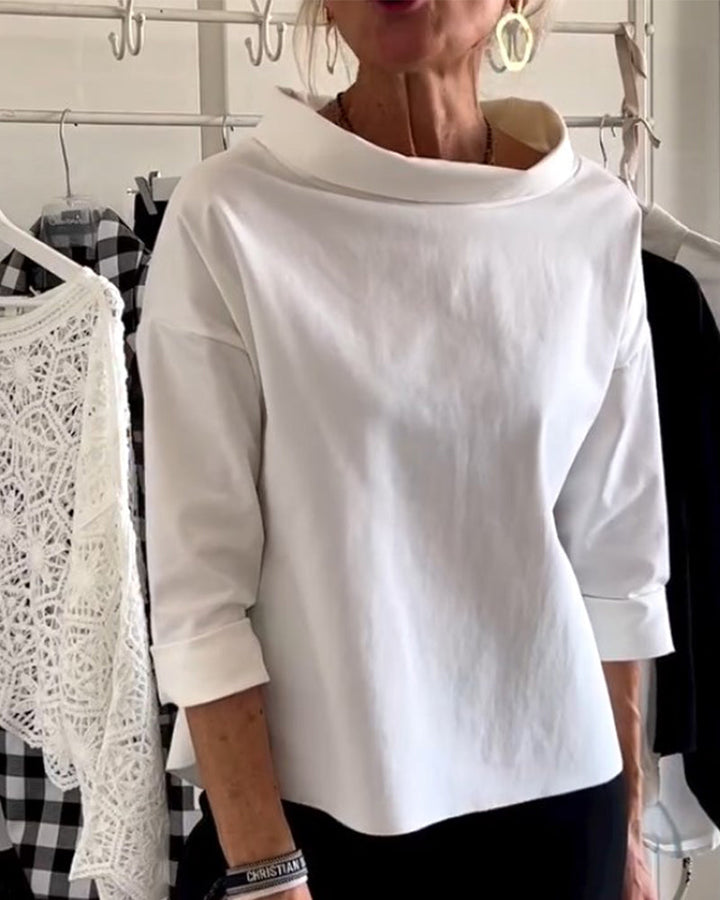 Damenbluse mit Wasserfallkragen 3/4-Arm