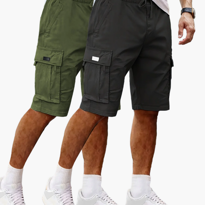 Herren-Cargoshorts im 2er-Pack mit Taschen, bequeme Passform