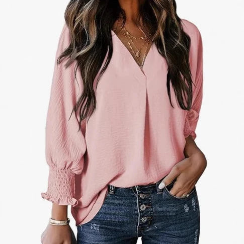 Damen Bluse Kurzarm | V-Ausschnitt Sommer Bluse Elegant &amp; Casual