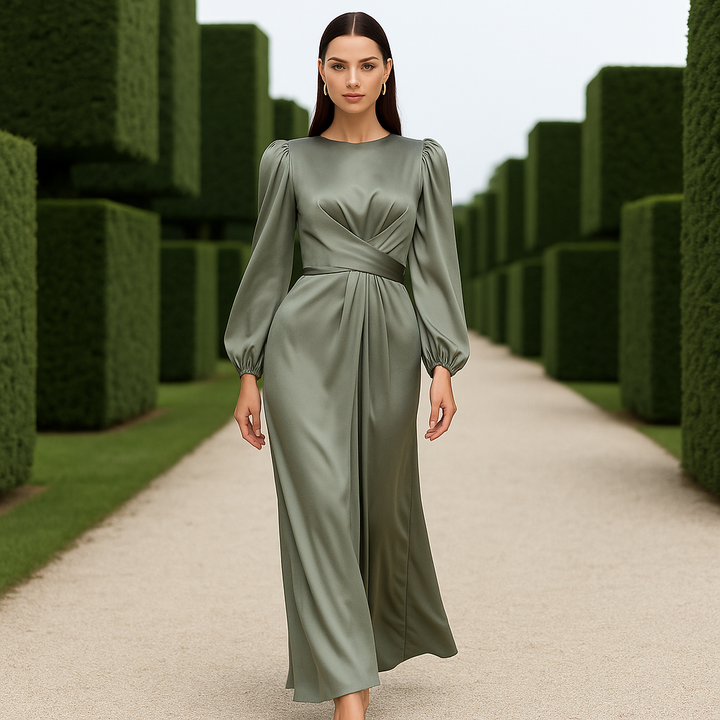 Vanessa - Damen Langes Abendkleid mit eleganten langen Ärmeln