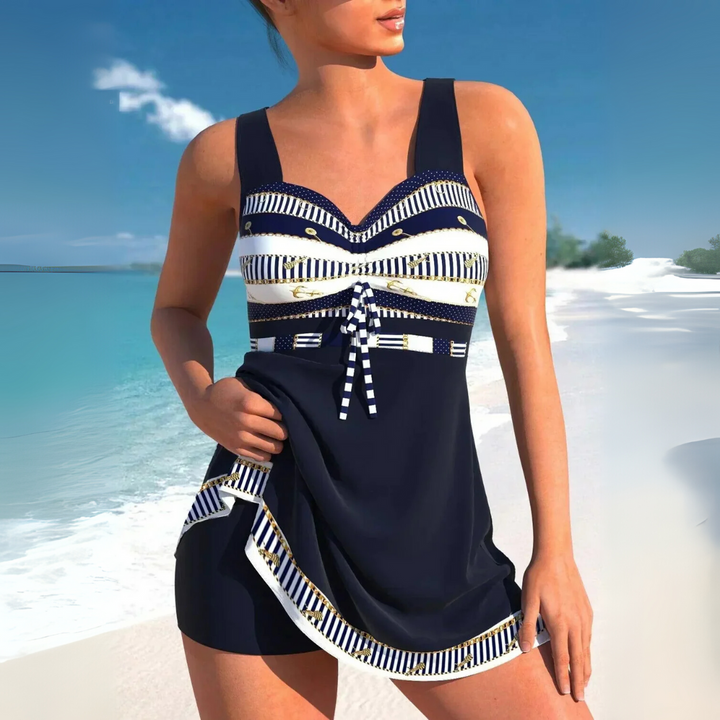 Aztekenmuster Raffung Tankini Badekleid