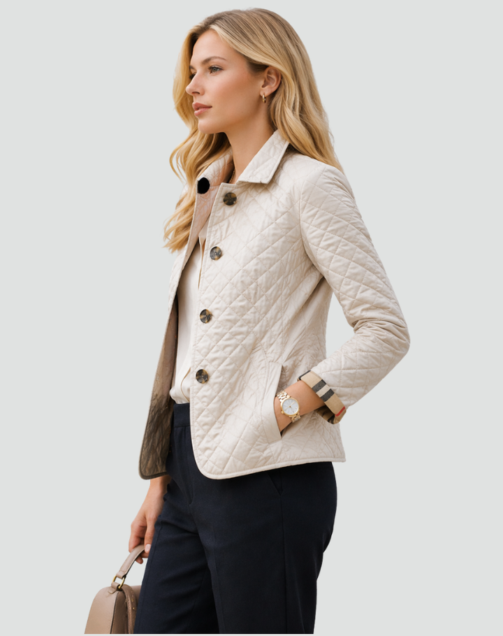 Übergangsjacke Damen Regular Fit Mit Steppung, Kragen und Knöpfen