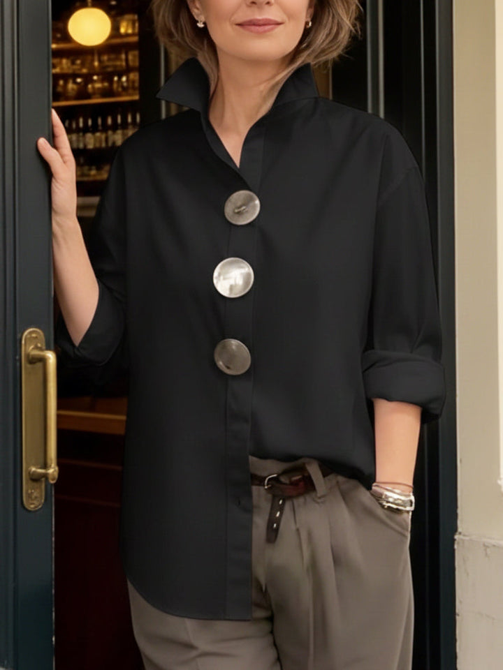 Betty - Damen Oversized Hemd mit Knopfleiste und Kentkragen