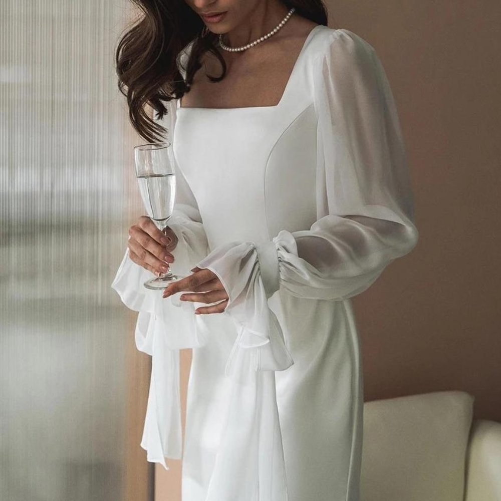 Mona - Damen Maxikleid für den Abend mit langen Ärmeln