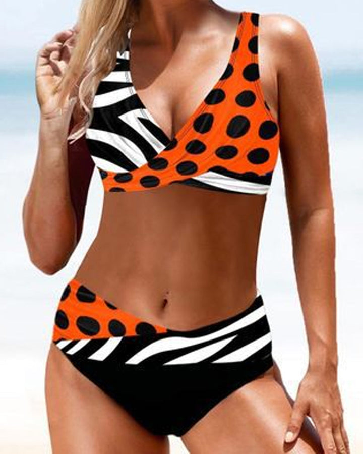 Samantha – Hohe Taille bunter Bikini Badeanzug