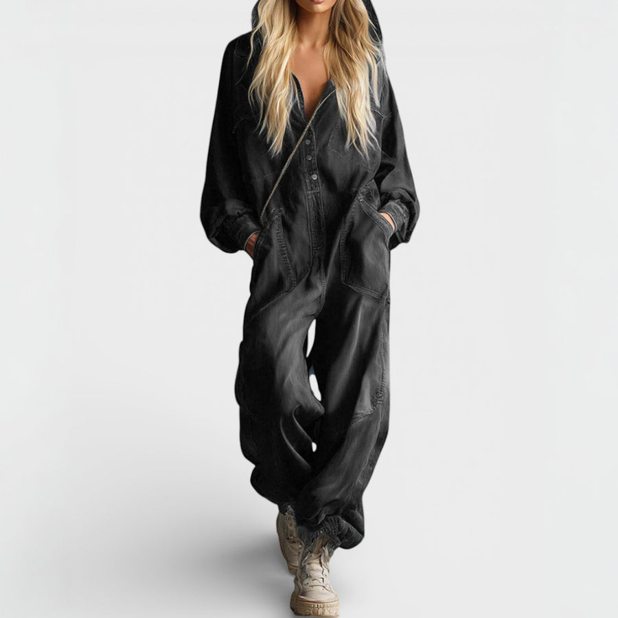 MIARA - Langärmliger Kapuzenoverall mit Taschen