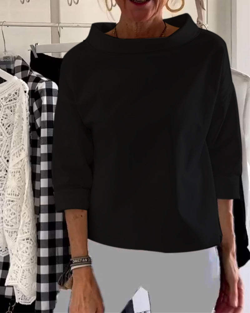 Damenbluse mit Wasserfallkragen 3/4-Arm