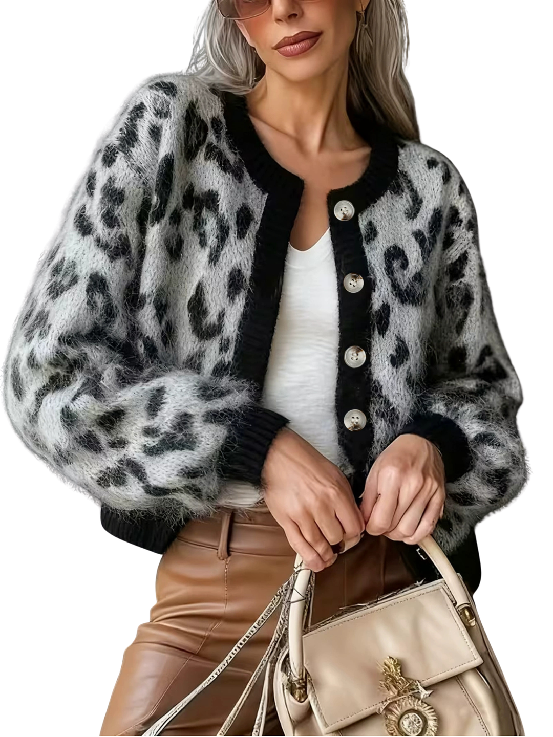 MARIZA – Eleganter Cardigan mit Leopardenmuster