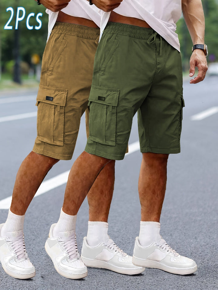 Herren-Cargoshorts im 2er-Pack mit Taschen, bequeme Passform