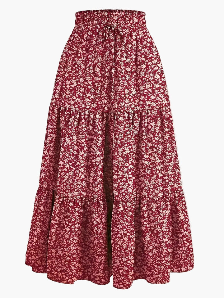 Damenrock mit Smockbund Eleganter Alltagsstil Midi Volantrock