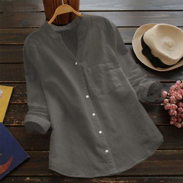 Bluse Damen Langarm Stehkragen