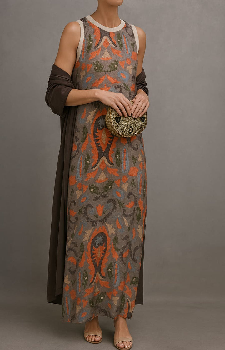 CORVALISSE - Elegantes Maxikleid mit passendem Schal