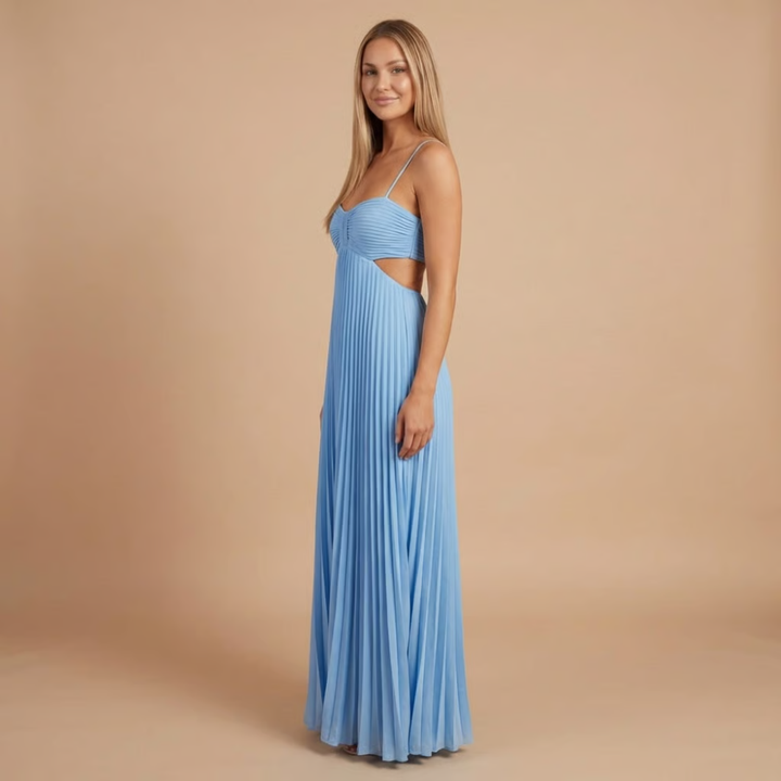 Nancy - Faltenrock Halter Cut-Out Maxikleid