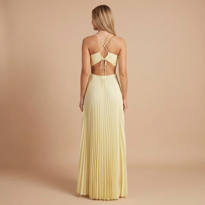 Nancy - Faltenrock Halter Cut-Out Maxikleid