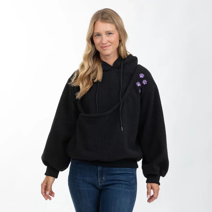 Marisabel | Damen Fleece Haustier Sling Hoodie mit Fronttasche