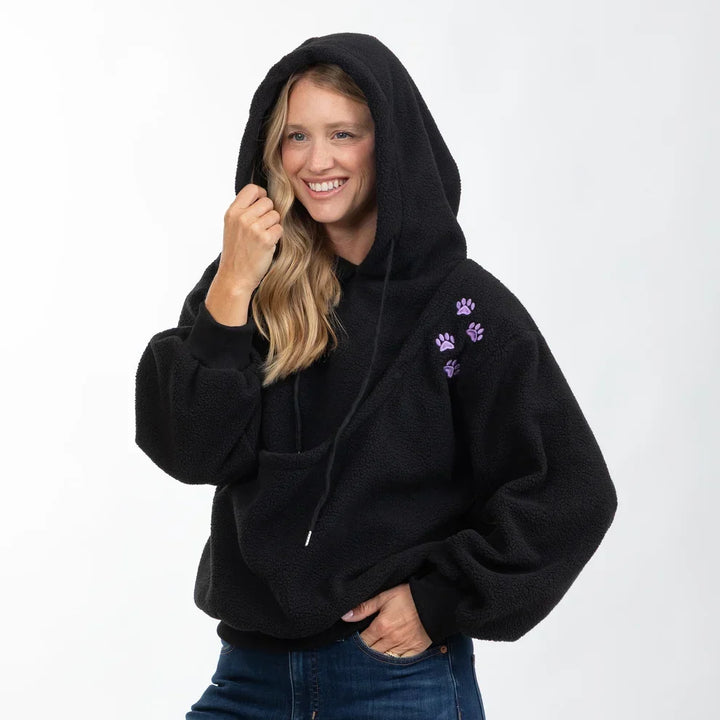 Marisabel | Damen Fleece Haustier Sling Hoodie mit Fronttasche