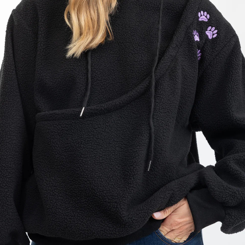Marisabel | Damen Fleece Haustier Sling Hoodie mit Fronttasche