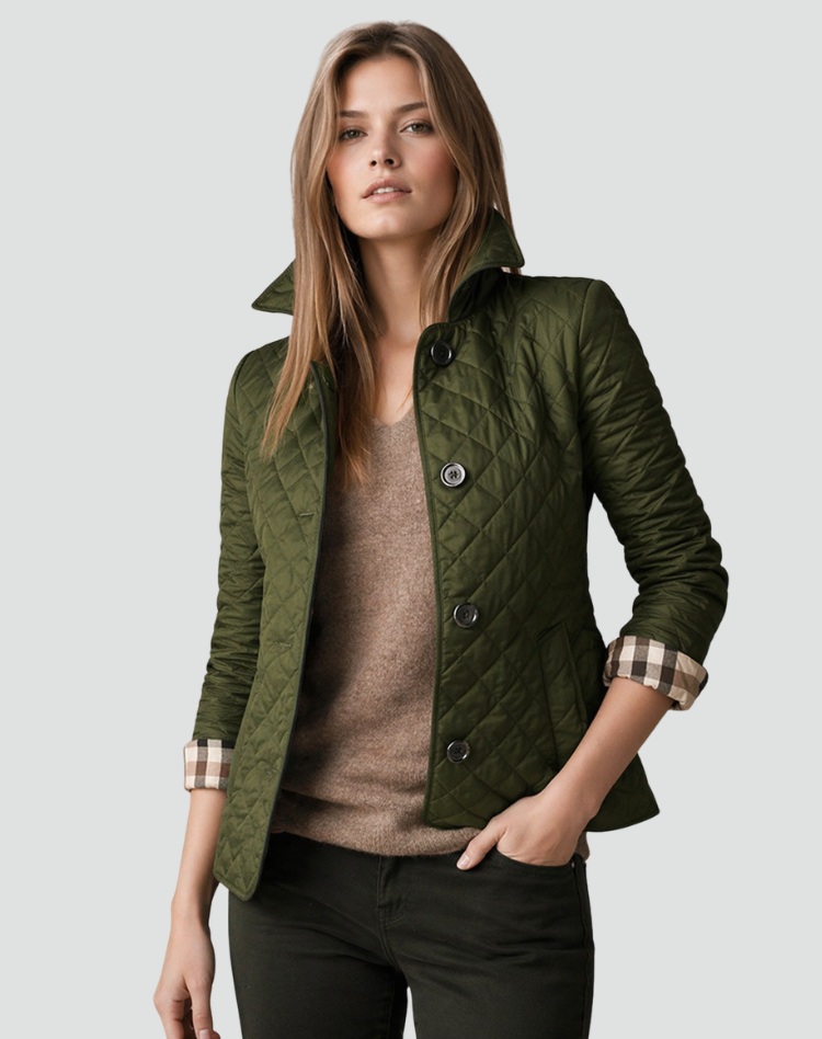 Übergangsjacke Damen Regular Fit Mit Steppung, Kragen und Knöpfen