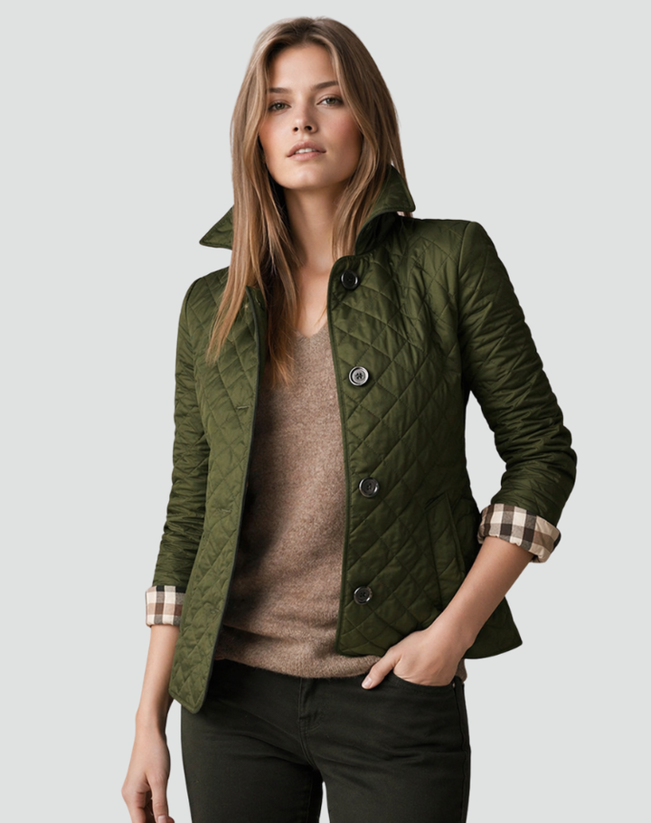 Übergangsjacke Damen Regular Fit Mit Steppung, Kragen und Knöpfen